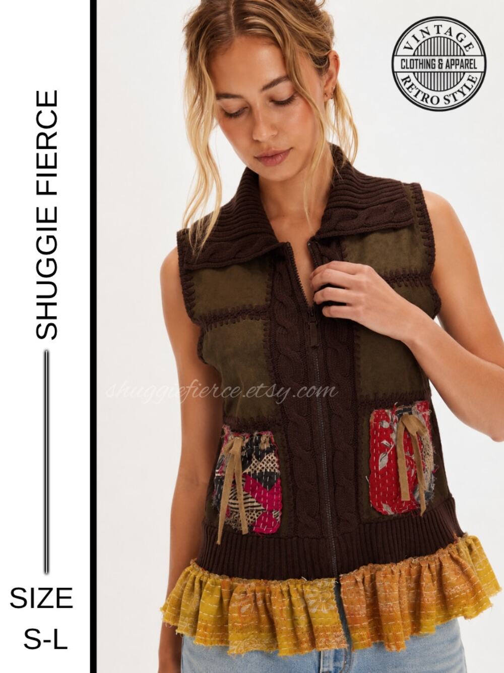🍂 MSRP $69 | ✨ Vintage Y2K Shuggie Fierce Upcycled Leather Vest Size S-L ✨